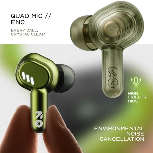 Image of GOBOULT Tenet Pro with ANC TWS Earbuds, 75H Playtime, Amp App Support, 32dB ANC, Quad Mic ENC, Dual Device Pairing, 13mm Driver Ear Buds, Bluetooth 6.0 Wireless Earbuds (Olive Green)
