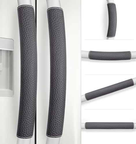 Rikzor Refrigerator Handle Covers, 6 PCS, Adjustable Appliance Handle Covers, Keep Your Kitchen Clean, Microwave Oven Stove Dishwasher Handle Protector, Non Slip Fridge Handle Cover (Charcoal Black)