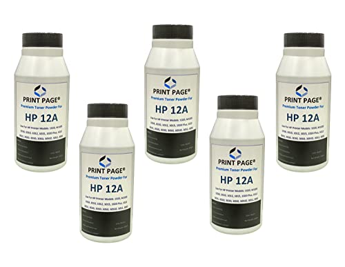 Image of Ultra Dark Toner Powder for Use in 12A, 15A, 49A, 53A, 55A, 28A, 26A, 05A, 280A, 79A, 16A, 11A, 51A, 64A, FX9, 103, 703, 903 (Pack of 5)