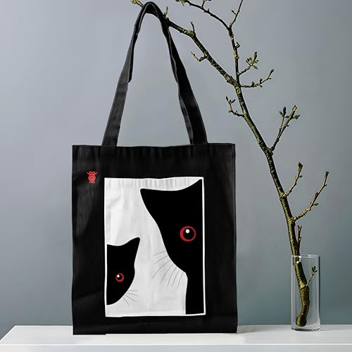Image of ZORI Black Tote Bag With Pocket Printed Designed Canvas Tote Bags For Women large capacity,Tote bag For Shopping, College, Travel, More Canvas Handbag For Unisex Bag