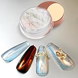 Allstarry Unicorn Chrome Nail Powder, Aurora Mermaid Iridescent White Pearl Nail Chrome Powder Pigment Glitter Fairy Dust for Nail Art, Manicure, Gel Nail Polish - Golden Morning