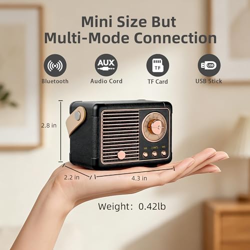 Baolira Retro Bluetooth Speaker, Small Portable Speaker, Gifts for Men Boys - 2