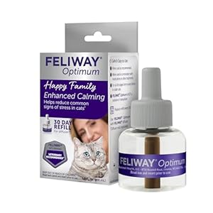 FELIWAY® Optimum 30 Day Cat Calming Refill for Pheromone Diffuser, 48ml – Helps Reduce Common Signs of Stress in Cats & Kittens, Enhanced Calming