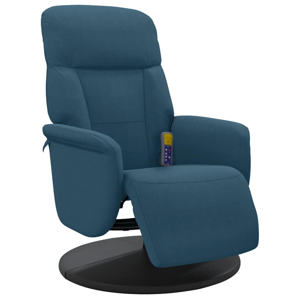 vidaXL Massagesessel Verstellbare Rückenlehne Fußteil Drehbar Relaxsessel mit Liegefunktion Blau Samt