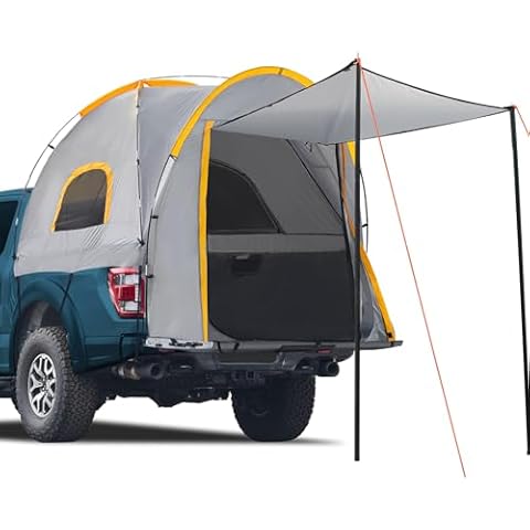Pickup Truck Tent with Awning Shade,Waterproof PU5000mm Oxford for 5-5.2 FT Truck Bed for Camping Travel Outdoor Activities for Chevy Colorado,Jepp Gladiator,Ford Ranger,GMC Canyon,Frontierm,Tacoma Cover
