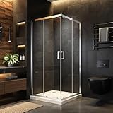 OsmanthBD Eck-Duschkabine 90x90x180 cm, Eckeinstieg mit Doppel-Schiebetür...
