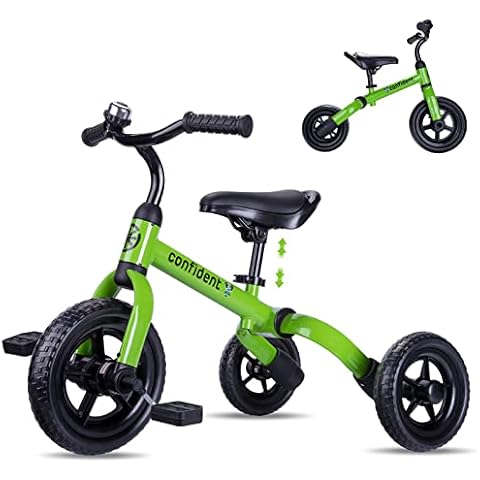 YGJT 3 in 1 Tricycle for Toddlers Age 2-5 Years Old, Folding Kids Balance Bikes with Adjustable Seat and Removable Pedal, Ride-on Toys for Infant, Gift for Baby Boys Girls Birthday(Green) Cover