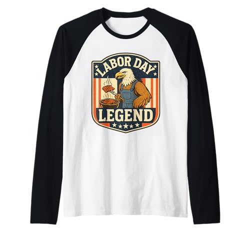 Gráfico de barbacoa de águila patriótica del Día del Camiseta Manga Raglan