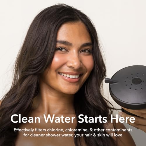 Image of AquaTru Shower - Advanced Shower Filter Removes Impurities from Hard Water to Support Healthy Skin, Scalp, Hair, Reduce Breakage, and Enhance Your Beauty and Self-Care Routine (Matte Black)