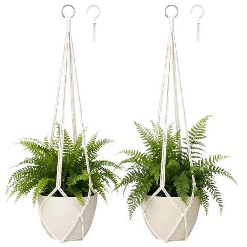 2Pcs-Macrame-Plant-Hanger-Boho-Indoor-Hanging-Planters-for-Home-Decor 2Pcs Macrame Plant Hanger Boho Indoor Hanging Planters for Home Decor - Image 1