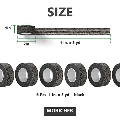 Moricher 6 Pack ​1" X 5 Yards Self Adhesive Bandage Wrap Medical Tape Pre-Wrap First Aid Supplies Vet Wrap Sports Tape Elastic Cohesive Bandage Wrap Tattoo Grip Tape #TOP1