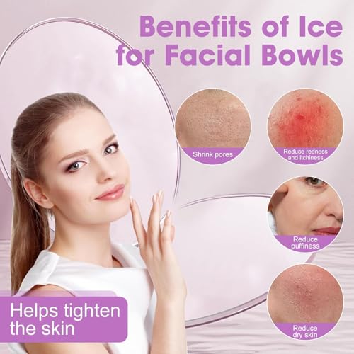 Image of Silicone Collapsible Face Ice Bowl with ice Roller Massager Combo for Cold Plunge Therapy, Pore Tightening & Acne Relief Reusable Portable Spa Tool for Home & Travel Pack 2 (Purple Bowl + Ice Roller)