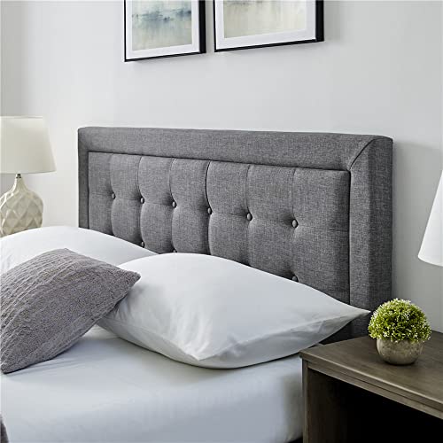 Image of Decoro Mornington 2.0 Upholstered Platform Bed | Headboard and Metal Frame with Wood Slat Support, Grey, Queen Size