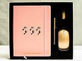 Footsteps to My Vision Pink Notebook Set – Deluxe Leather Journal with Pen Set – Includes 8GB USB Flashdrive, Wireless Mouse – Leather Planner for Men and Women – Create Action Plan, Smart Goals