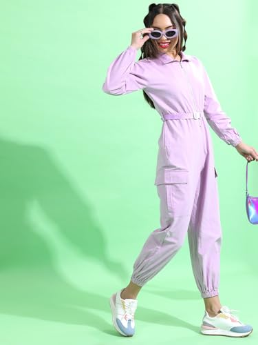 Image of Tokyo Talkies Women's Long Sleeves Shirt Collar Solid Jumpsuit |Stylish | Casual