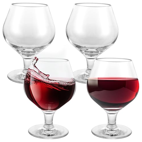 FWEEK Juego de 4 copas de vino tinto, 435 ml, de plástico, irrompibles y reutilizables, para fiestas, camping, picnics, piscinas calientes