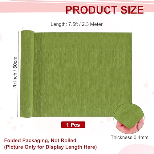 Image of MECCANIXITY Crepe Paper Roll 7.5ft Long 20 Inch Wide for Wedding Ceremony Various Large Festivals Decoration, Olive Green