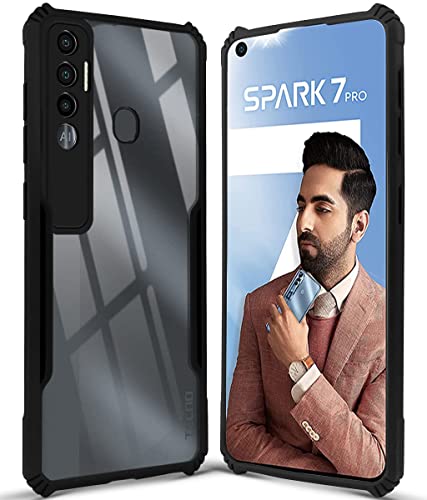 Image of Jkobi Back Cover Case for Tecno Spark 7 Pro (Crystal Glass Back | Camera Protection | Shockproof | Professional Black)