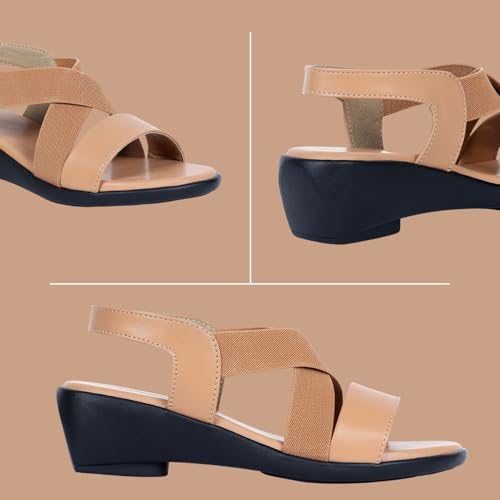 Image of TRASE Women's Fashion Sandals | Faux Leather Comfortable and Stylish Wedge | For Casual Wear & Formal Wear Occasions 2 inches heel for Women & Girls