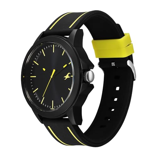 Image of Fastrack Tees Urbanique Quartz Analog Black Dial Silicon Strap Watch for Guys-38024PP83W /NT38024PP83W