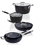 DINNER PARTY BUNDLE - The DaTerra Cucina Dinner Party Bundle includes an 8-quart Dutch oven, 13-inch frying pan, 13-inch wok, 9.5-inch frying pan, and a 2.6-quart saucepan. Ideal for large meals, family gatherings, or meal prepping, this bundle is a ...