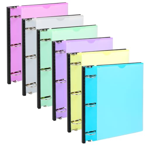 Image of WOT I 1.5 Inch Telescoping 3 Ring Binder 6 Pack | Customizable Front Cover / Clear Catalog Pocket / Holds 370 Sheets / Pastel Colors / School Office Supplies