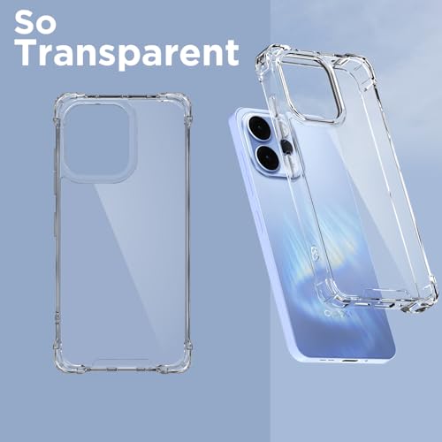Image of Outlouders Back Cover for Oppo Reno 15F 5G Clear Transparent PC + TPU Bumper Case with Raised Edges for Shockproof Protection (Transparent)
