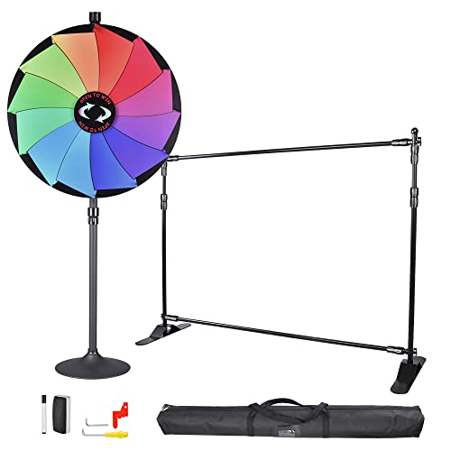 Winspin 36" Classic Dual Use Prize Wheel With Banner Stand Kit Spinning Wheel Backdrop Stand For Tradeshow #TOP18