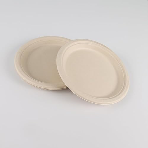 Miniatura 9 de BETAWORLD Paquete de 125 platos desechables de caña de azúcar natural de 9 pulgadas, platos compostables resistentes, aptos para microondas, a