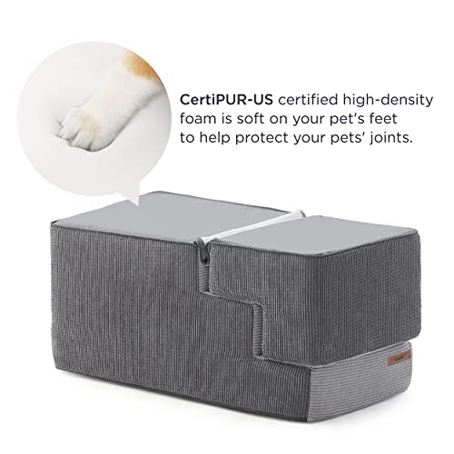 Lesure Dog Stairs For Small Dogs - Pet Stairs For High Beds And Couch, Folding Pet Steps With Certipur-Us Certified Foam For Cat And Doggy, Non-Slip Bottom Dog Steps, Grey, 5 Steps #TOP3