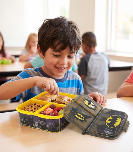 STOR Batman Kinder Brotdose mit 3 Fächern 2156ml - BPA-freie Lunchbox Sandwichbox für Schule und Kindergarten