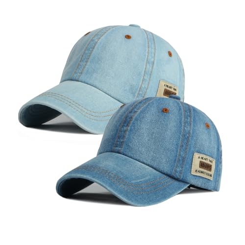 Casquette de baseball mixte vintage chapeau denim patchwork réglable sport