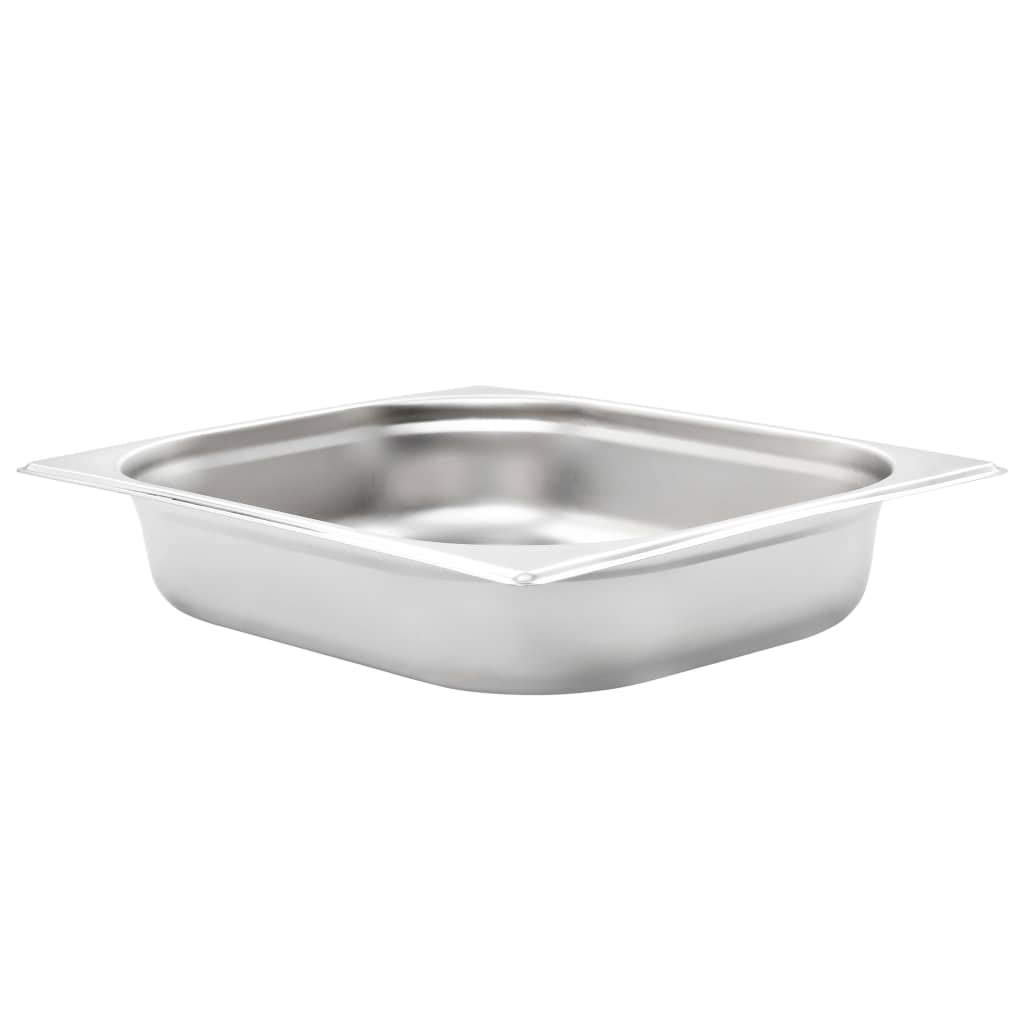 Mangloder - Contenedores para gastronomía, 4 unidades, GN 1/2, 65 mm, acero inoxidable, apilables, 4 L, para platos de chafing, bain marie, buffet, gastronomía, restaurante, hotel, cocina, mantener el
