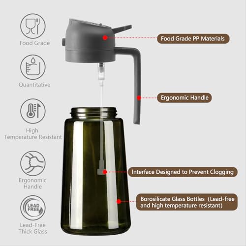 SWEET VIEW 2PCS Olive Oil Dispenser and Oil Sprayer – 16oz/470ml Glass Light-Proof Oil Pourer for Kitchen Air Fryer, Cooking, Salad, and BBQ, with Stickers by SWEET VIEW - Image 5