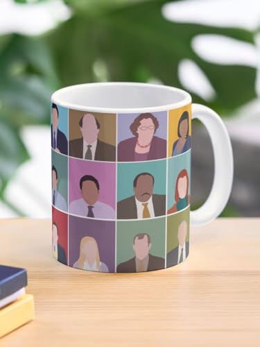 Image of The Faces of The Office Ceramic Mug 330ml - Funny Character Collage Printed Coffee Cup - Microwave Safe Dishwasher Friendly - Sitcom Gift Mug for Fans, Coworkers, Office Desk Humor
