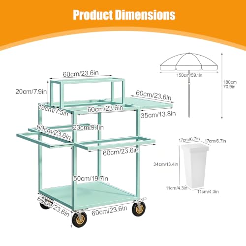 Carrito de flores rodante con sombrilla protectora solar para venta 8