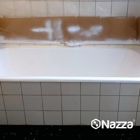 Nazza Esmalte para Bañera de Dos Componentes - Pintura para Bañeras y Sanitarios de color Blanco en 1L - Kit de Reparación de Bañera 800ml+200ml (A+B) - Acabado Brillante
