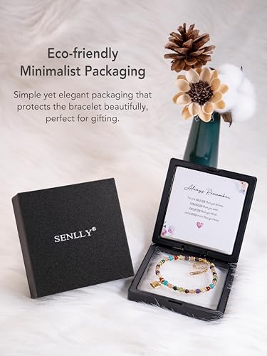 SENLLY Crystal Initial Bracelet, Meaningful Gift for Women Crafted with Natural Stone & Letter Padlock Charm J, Adjustable for Mom Daughter Sister Wife Friend - image 6