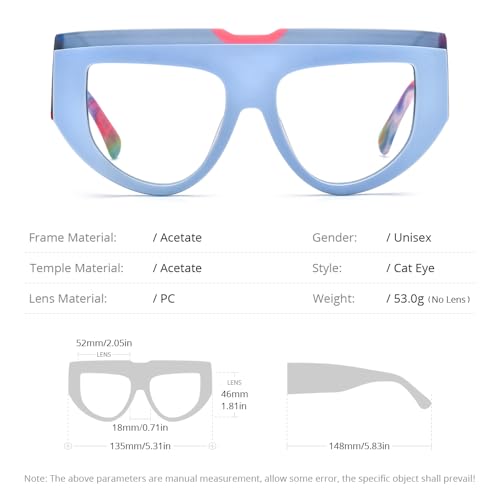 Image of HEPIDEM Multicolor Acetate Glasses Frame Women Oversize Vintage Round Eyeglasses Optical Spectacles 9271