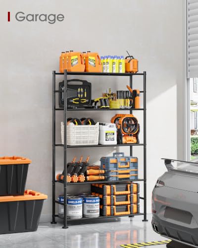 Sakugi-5-Tier-Garage-Shelving-Unit-Heavy-Duty-Metal-Storage-Shelves-Anti-Tip-with-Leveling-Feet-Stable-Storage-for-Kitchen-Pantry-and-Living-Room-Organization-Black-307-x-106-x-58