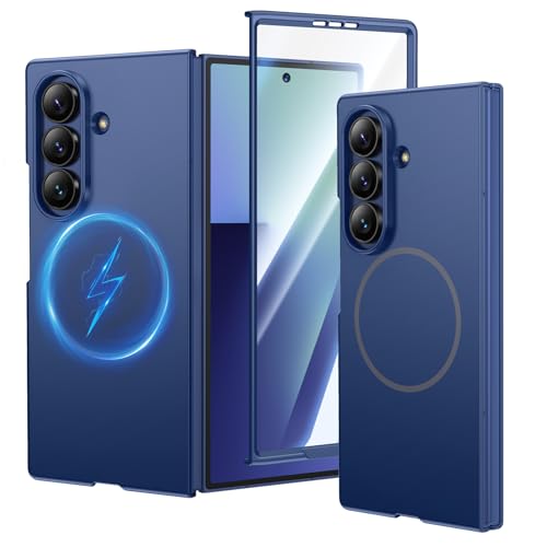 HWeggo Coque pour Samsung Galaxy Z Fold 7, [Compatible with MagSafe] Ultra Mince avec Protection d'Écran Intégrée, Housse Antichoc Mate pour Z Fold 7, Bleu