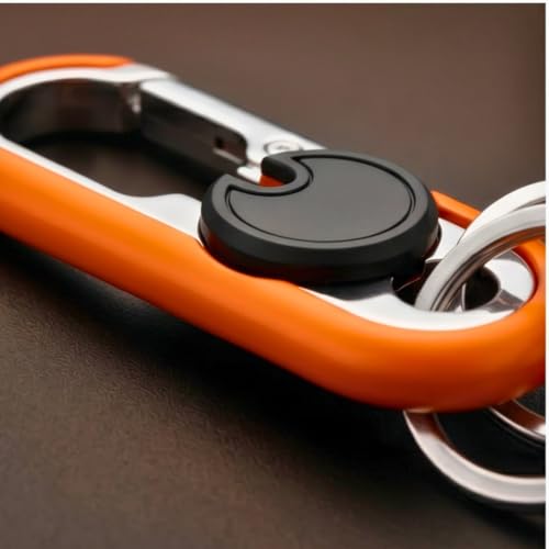 Image of THE MEN THING - Stylish Multicolor Stainless Steel Keychain for Men & Boys (BLAZE CLIP BLACK - Orange)