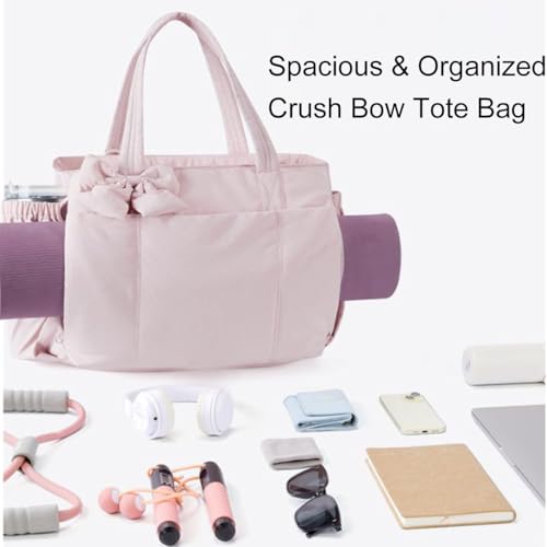 Lightweight Crush Bow Tote Bag, Bow Tote Bag for Women, for Daily Use Work Gym Grocery Travel2