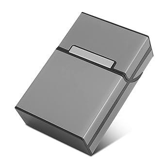 Adium Aluminium Cigarette Case, Anti-Extrusion Made of Aluminium Alloy and Plastic Not Fade Easily Slim Cigarette Case for Gift forfor Life for Colleagues(Grey)