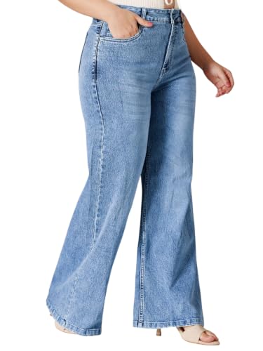 Image of Miss Chase A+ Women's Wide-Leg High Rise Regular Length Stretchable Denim Jeans