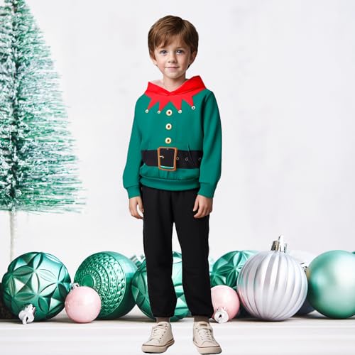 Kids Christmas Ugly Sweatshirts for Boys Elf Fairy Hooded Sweater Girls Xmas 3D Long Sleeve Pullover2