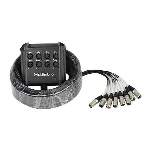 Speakers Low Profile XLR Send Circuit Board Snake Cable, 8 Channel 50 Feet Long for Live, Recording, Stage, Studio