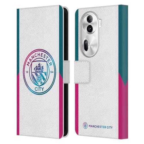 Head Case Designs Officially Licensed Manchester City Man City FC Away 2021/22 Badge Kit Leather Wallet Case Compatible with Oppo Reno11