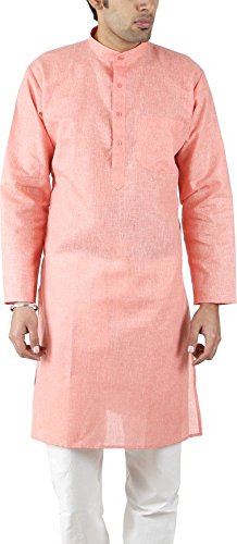 Kurta larga casual de lino Khadi para hombre en color natural
