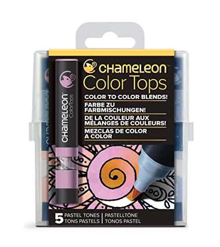 Chameleon Art Products, Pastel Tones, Color Tops, Quick and Easy Blending - Set of 5